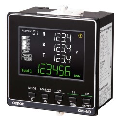 OMRON Çoklu devre, 96 x 96 mm, kompakt, pano üstü, şebeke analizörü, sınıf 0.5s, RS-485 haberleşme, 4 x Pulse çıkışı, Push-in Plus terminal - 1