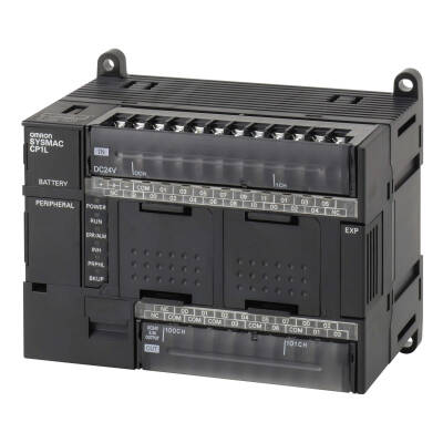 OMRON CP1L PLC CPU, 100-240 VAC güç, 18x 24 VDC giriş, 12x NPN çıkış 0.3A, 10Kstep program kapasitesi, 32KWord veri hafızası - 1