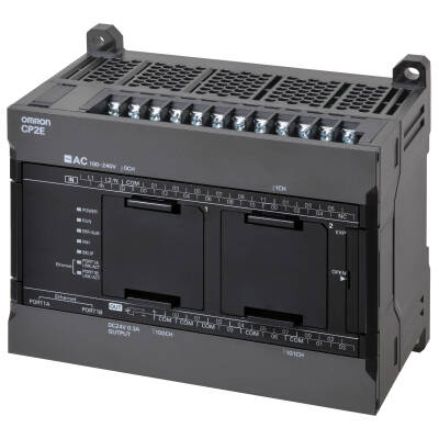 OMRON CP2E series compact PLC - Network type; 18 DI, 12DO; NPN output; Power supply 220 VAC; 10 kStep Program memory - 1