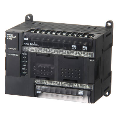 OMRON CPU, 24 VDC, 12 x 24 VDC giriş, 8 x NPN transistor çıkış, 8K step program kapasitesi memory, 8K word veri hafızası, RS-232C port, in: 2x analog, çıkış: 1x analog, çözünürlük 1/6,000 - 1