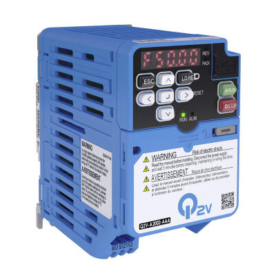 OMRON Inverter Q2V 200V, ND 6A 1,1kW, HD 5A 0,75kW, with integrated EMC C3-Filter, max. output freq. 590Hz - 1