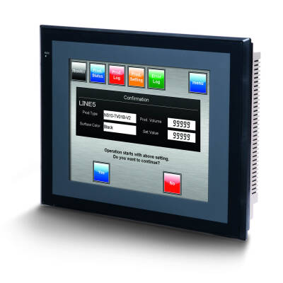 OMRON Programlama terminali (HMI / dokunmatik ekran), 10.4 inç, TFT, 256 renk (32,768 renk .BMP/.JPG için), 800x600 piksel, 2 x RS-232C port, Ethernet (10/100 Base-T), 24 VDC, 60MByte hafıza, 24 VDC, siyah kasa - 1