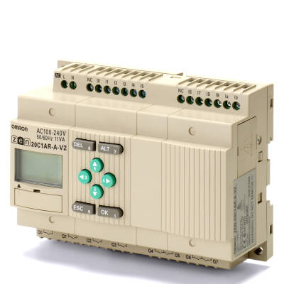 OMRON Programlanabilir röle, 100-240 VAC, 12 x 100-240 VAC giriş, 8 x röle çıkışı 5 A, RTC, LCD ekran - 1