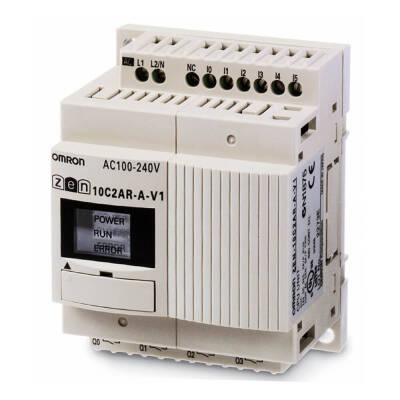 OMRON Programlanabilir röle, 24 VDC, 6 x 24 VDC giriş (2 tanesi 0-10 V analog giriş olarak kullanılabilir), 4 x röle çıkışı 5 A - 1