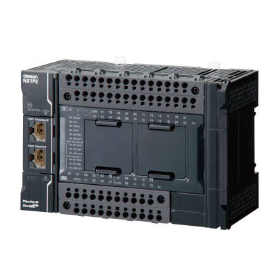 OMRON Sysmac NX1P CPU, 40 Dijital Transistor I/O (NPN), 1.5 MB hafıza, EtherCAT (2 senkron eksen, 4 PTP eksen, 16 EtherCAT cihazı), EtherNet/IP ve 2 opsiyonel seri port - 1