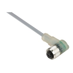 XZCPV1340L2 - M12-3 Pin LED'li PVC Eğik 2 Mt.Sensör Kablosu / Gri - 1