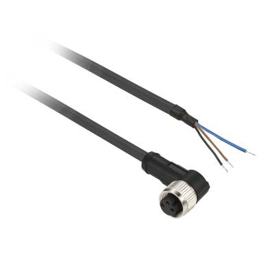 XZCP0666L2 - M8-3 Pin Eğik PUR 2 Mt. Sensör Kablosu / Siyah - 1